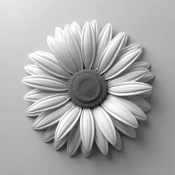 3D Grayscale Daisy