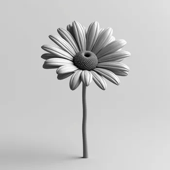 3D Grayscale Daisy