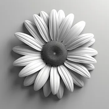 3D Grayscale Daisy