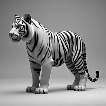 3D Realistic Grayscale Tiger Model