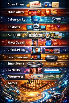 AI Everyday Uses Illustrated Timeline