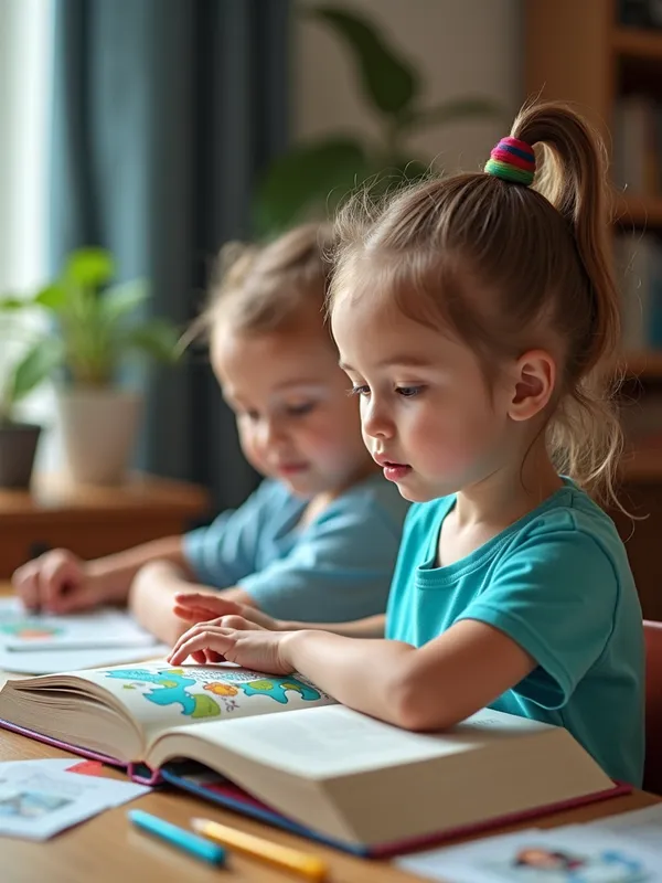 AR Book Magic: Learn & Explore - IT IS THE PROMOTION OF AN INTERACTIVE EDUCATIONAL CHILDREN'S BOOK WITH AUGMENTED REALITY WHERE children explore virtual worlds that "come to life" when scanning the pages of the book.
Image description:
Image type: Photograph
Key elements: colors related to the environment, visual elements such as children studying or at home
Style: Modern
Emotion or feeling: confidence, innovation, fun, entertainment, learning. The idea is to discover how to transform learning into a magical and sustainable experience: give children the future they deserve with our interactive book made of recyclable paper and augmented reality. - AI image generated with Photorealistic 2