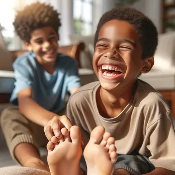 A black boy getting tickled on