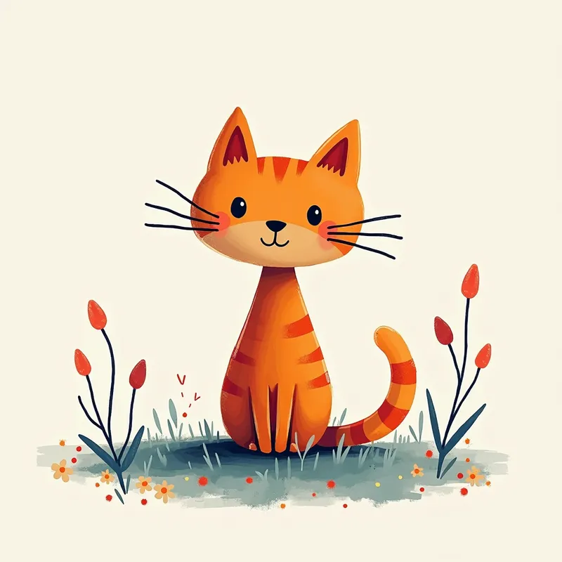 Abstract Cat Portrait - A minimalist painting of a cat in an abstract style, with no background. The cat is depicted with bold, sweeping brushstrokes and vibrant colors, giving a modern, artistic vibe. - AI image generated with Photorealistic 2