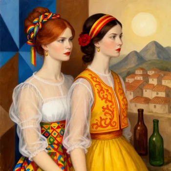 Abstract Village Portrait Pair