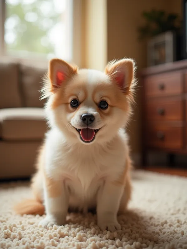 Adorable Pet Companion - A charming and heartwarming image of a cuddly pet, focusing on a playful and affectionate animal. The setting is a cozy and welcoming home environment, showcasing the pet's personality and the bond it shares with its owner. Soft lighting and warm tones enhance the intimate, friendly atmosphere. - AI image generated with Photorealistic 2