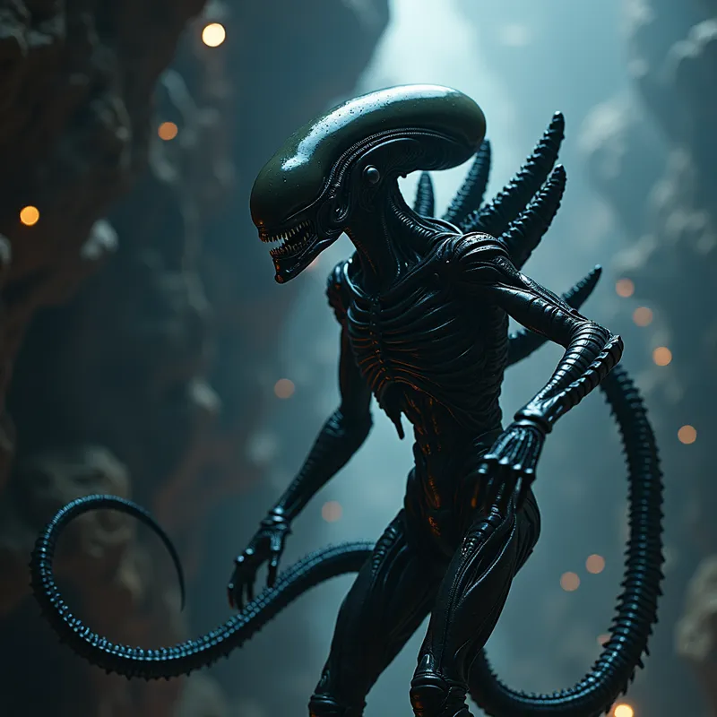Alien Xenomorph in Space - Alien in space xenomorph - AI image generated with Photorealistic 2