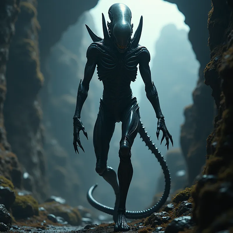 Alien Xenomorph in Space - Alien in space xenomorph - AI image generated with Photorealistic 2