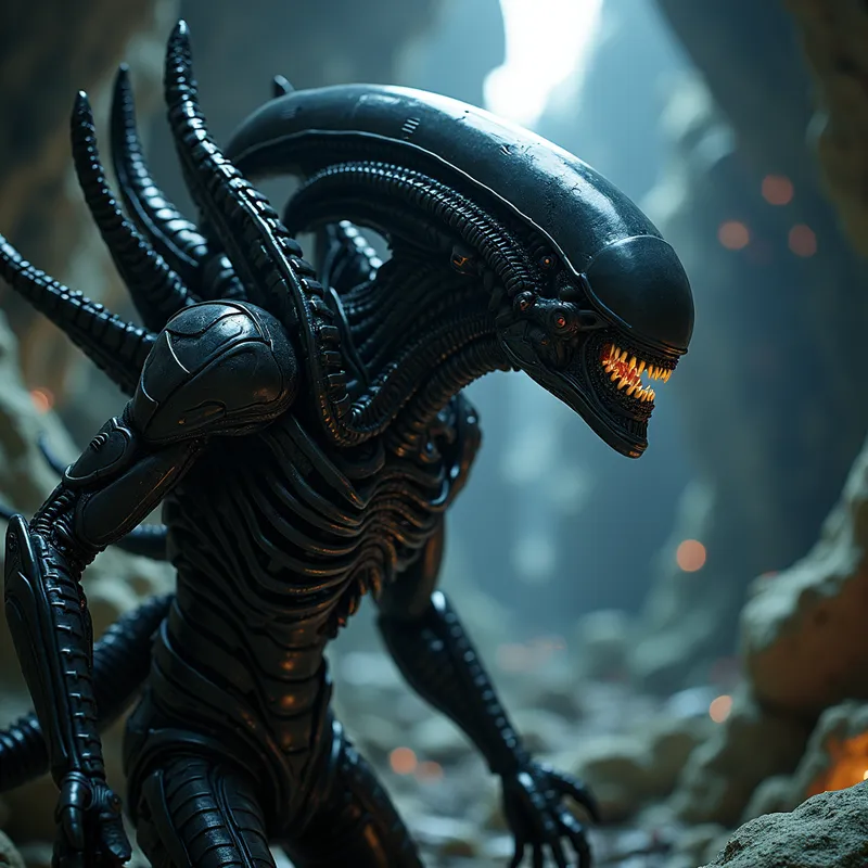 Alien Xenomorph in Space - Alien in space xenomorph - AI image generated with Photorealistic 2