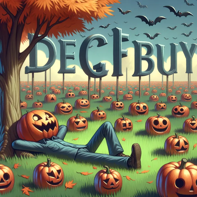 Alphabet Sky - Halloween and david wiesner inspired with Halloween colors and tone alphabet letters lazily laying on the grass looking up in the sky - AI image generated with Art - gouache technique, cartoony