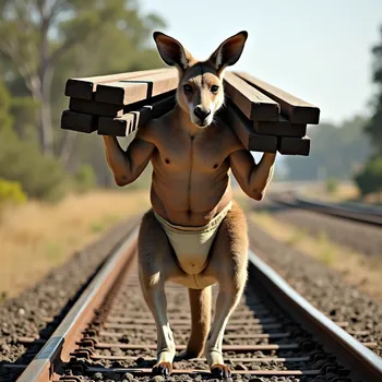 A muscular kangaroo wearing a thick diap