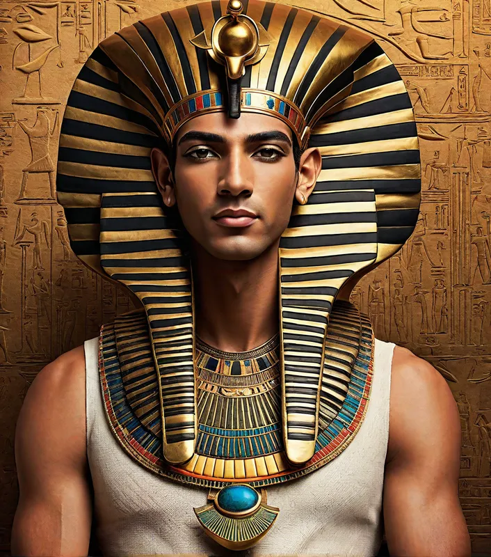 Ancient Egyptian Pharaoh - handsome ancient egypt king - AI image generated with Photorealistic