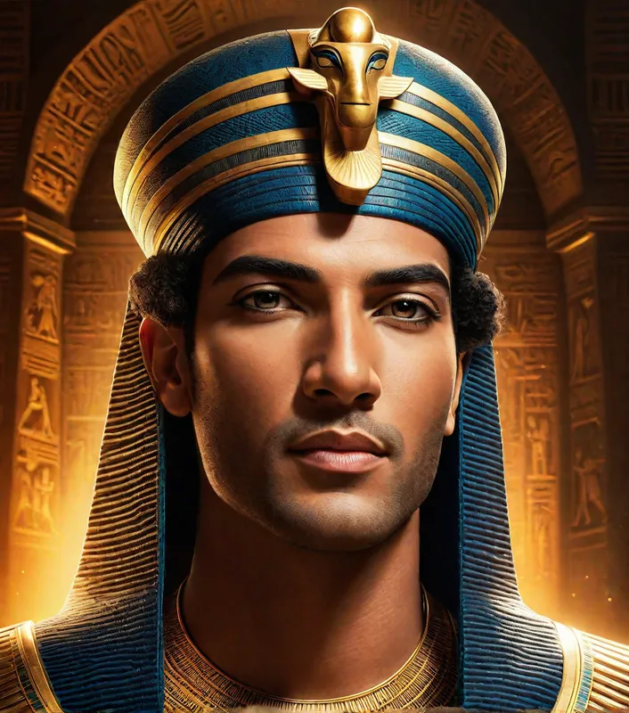 Ancient Egyptian Pharaoh - handsome ancient egypt king - AI image generated with Photorealistic