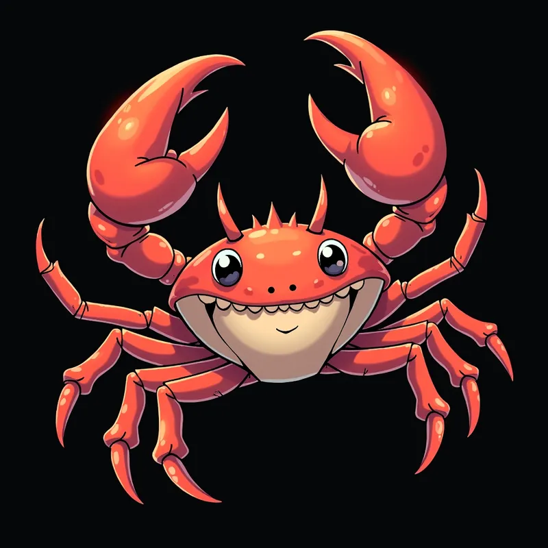 Anime Crab Monster with Wings - Anime style Crab monster with any style wings.  Black background - AI image generated with Flux