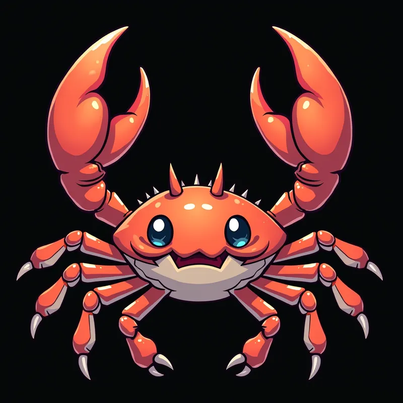 Anime Crab Monster with Wings - Anime style Crab monster with any style wings.  Black background - AI image generated with Flux
