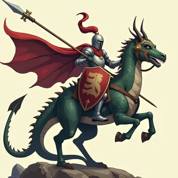 Anime style knight riding on the back of