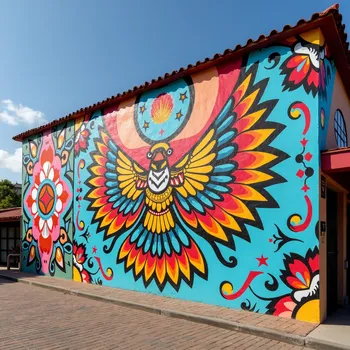 Anniversary Mural with Tzintzuntzan Yacatas