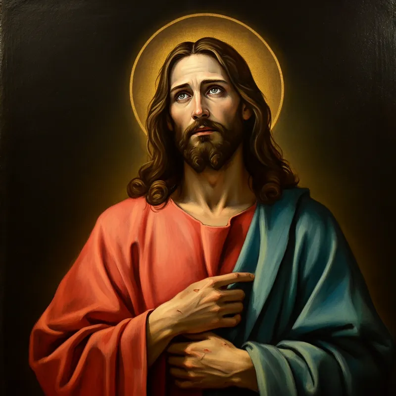 Antique Portrait: Christ Ascending - jesus coming in the clowds - AI image generated with Imagen 3 - antique wall portrait