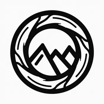 Aperture Icon with Mountain Drawing