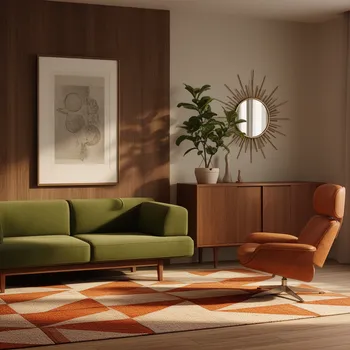 Avocado Sofa Mid-Century Scene