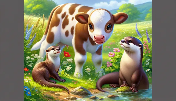 Baby Cow Meets Mama Otter