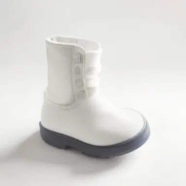 Basic White Baby Boot - A basic, uncluttered baby boot on a white background. The boot should have a straightforward and clean appearance.