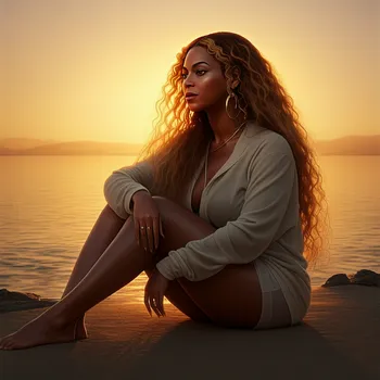 Beyoncé at a Peaceful Seaside Sunset