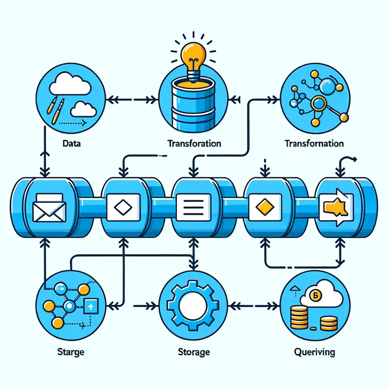 BigQuery Data Pipeline - Visual representation of a simplified BigQuery data pipeline, highlighting the key stages such as data input, transformation, storage, and querying with minimal complexity. - AI image generated with Art