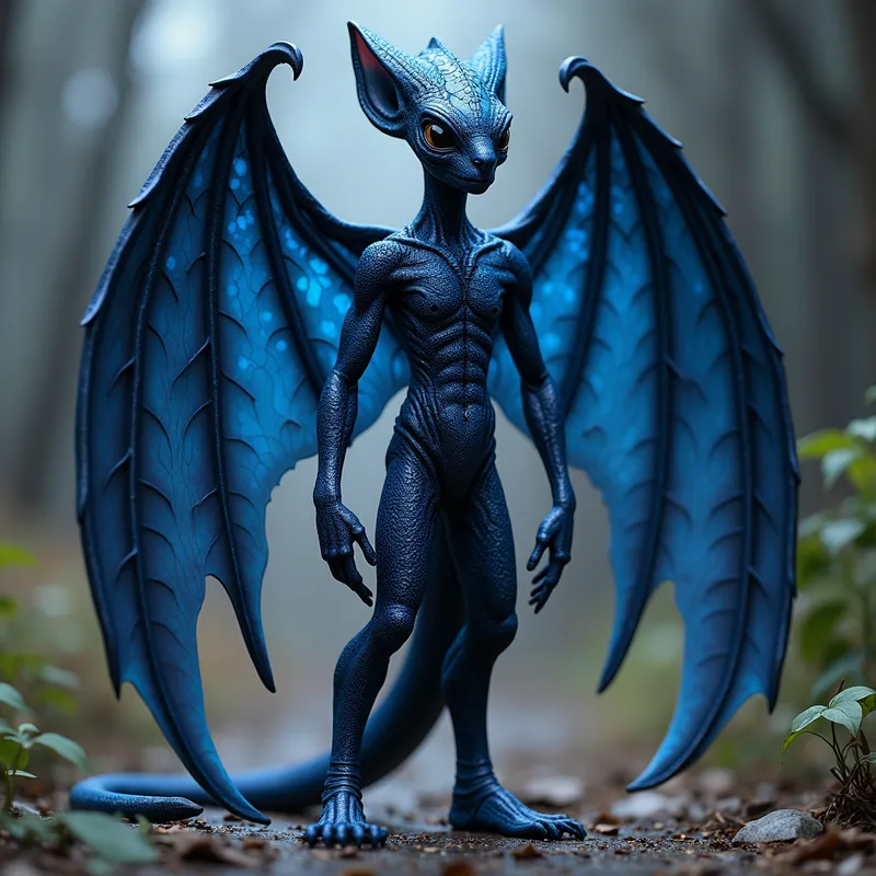 Bioluminescent Avian-Scaled Alien - Tangra AI Image Generator