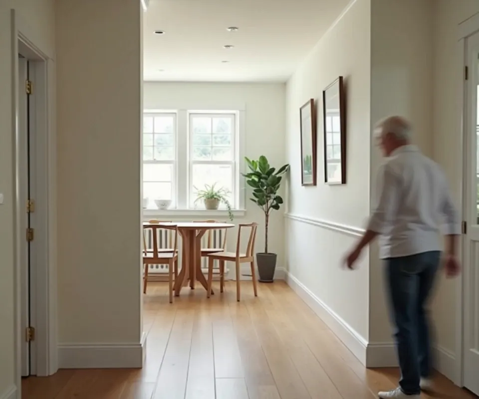 Bird's-Eye View: Accessible Modern Home - create a video of a modern house design with the below features..
For safety and fall prevention
Non-slip flooring: Apply anti-slip coatings or use non-slip rugs, especially in the bathroom and kitchen.
Grab bars: Install sturdy grab bars in the shower, near the toilet, and along hallways for support.
Ramps and handrails: Install ramps at entrances to eliminate steps and ensure handrails are present on any interior or exterior stairs.
Secure flooring: Remove throw rugs and ensure carpets are firmly attached to prevent tripping. 
For easier movement and access
Wider doorways: Widen doorways to at least 36 inches and consider removing door frames to accommodate walkers or wheelchairs.
Clear pathways: Rearrange furniture to create clear, wide walkways and store frequently used items at an easily reachable level.
Lever handles: Replace round doorknobs and faucet handles with lever-style ones, which are easier to grip.
Stairlifts: Install a stairlift to make moving between floors safer and easier.
No-step entryway: Ensure there is at least one entryway without steps. 
For convenience and daily tasks
Better lighting: Increase the amount of light throughout the house, particularly at the top and bottom of stairs. Consider adding motion-sensor lighting.
Accessible switches: Move light switches and outlets to a more accessible height, such as desk or counter level.
Lower countertops: Adjust countertops to a lower height or create knee spaces underneath for better access while seated.
Hand-held showerheads: Install an adjustable, hand-held showerhead to allow for use while seated.
Walk-in showers: Install a walk-in shower, ideally with a built-in seat.  - AI video generated with Lite - dynamic pose, grain effect, bird's eye view