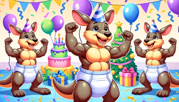 Birthday Joy for Diapered Kangaroos