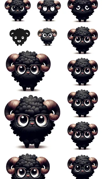 Black Ram with Glasses - Expressive Poses