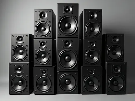 Black Speaker Stack Panorama