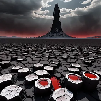 Bleak Wasteland Under Blood Red Sky