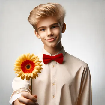 Blonde Teen with Flower