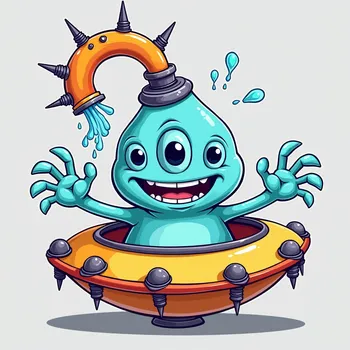 Blue Alien's Spaceship Adventure
