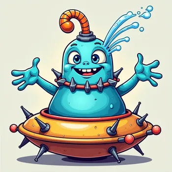 Blue Alien's Spaceship Adventure