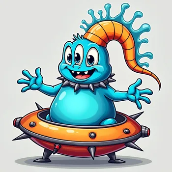 Blue Alien's Spaceship Adventure