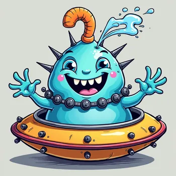 Blue Alien's Spaceship Adventure