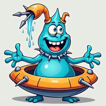 Blue Alien's Spaceship Adventure