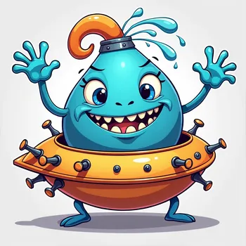 Blue Alien's Spaceship Adventure