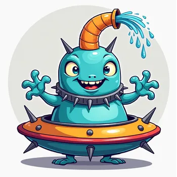 Blue Alien's Spaceship Adventure