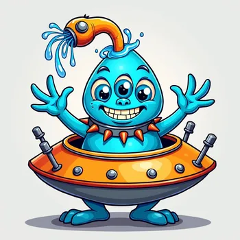 Blue Alien's Spaceship Adventure
