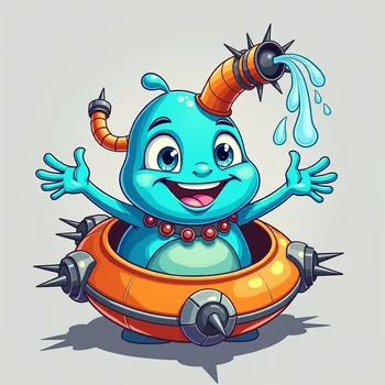 Blue Alien's Spaceship Adventure