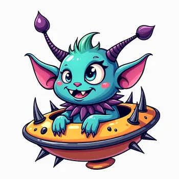 Blue Monster in a Spiked Spaceship