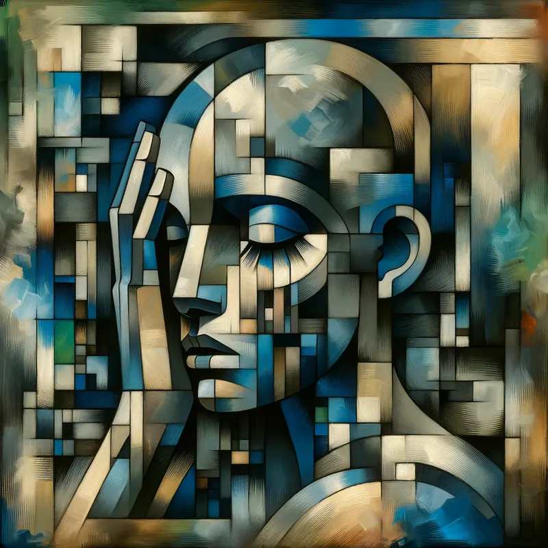 Bluebird - Melancholy. Style Picasso, Blue period - AI image generated with Art