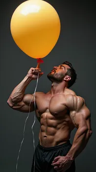 Bodybuilder Inflates Overfilled Balloon