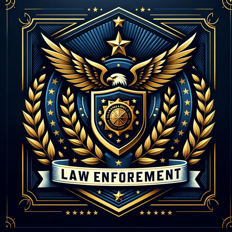 Bold Amhara Law Enforcement Profile - Create an attractive profile picture for "Amhara Law Enforcement". The image should feature bold and strong elements that convey authority and respect. Use a combination of dark blues and golds to give it a professional and polished look. Include symbolic elements such as badges, eagles, or shields to represent law enforcement. The style should be modern and visually striking. - AI image generated with Art