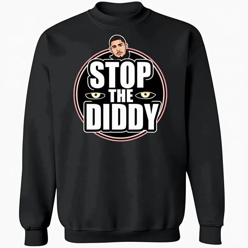 Bold Statement Sweatshirt - A stylish sweatshirt featuring a bold 'StopTheDiddy' text, prominently displayed with an eye-catching logo. The design is edgy and modern, perfect for making a statement. - AI image generated with Photorealistic 2