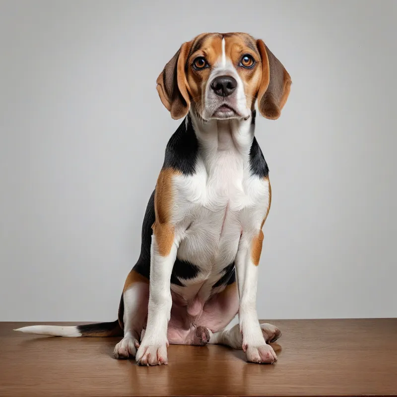 Bookish Beagle With Coffee Scene - Centered on a pure white background with all parts fully visible. Nothing may touch or extend beyond the edges of the image. Do not crop any part of the subject, furniture, props, or text. A detailed, realistic photograph of a tri-color beagle sitting with a regal posture on a wooden desk. The beagle has striking amber eyes, a white chest, and richly detailed fur. In the background, a fully visible bookshelf displays colorful books and vintage-inspired typography that reads: "THAT'S WHAT I DO, I READ BOOKS, I DRINK COFFEE & I KNOW THINGS." On the desk in front of the beagle, place an open book with visible text and a ceramic coffee cup on a saucer. Warm, cozy, cinematic lighting, realistic wood and ceramic textures, scholarly sophistication, inviting library mood. - AI image generated with Photorealistic
